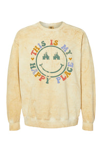 Happy Place Acid Wash Crewneck